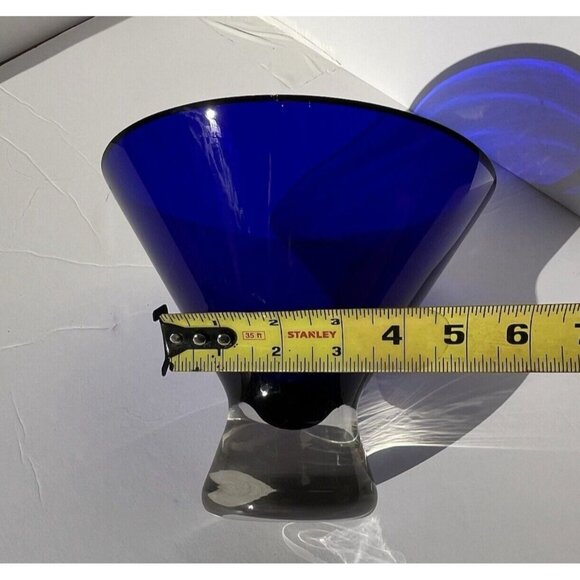 Cobalt Blue Vase Mouth Blown Thick Martini Shaped Made in Poland Vintage 6" tall - Picture 4 of 16